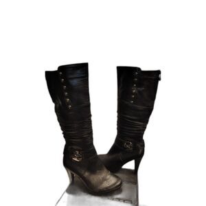 Italina high boots with‎ studded sides